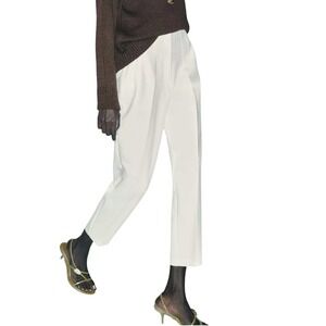 Zara White High Waisted‎ Dress Pants Trousers Size Medium Straight Leg Career